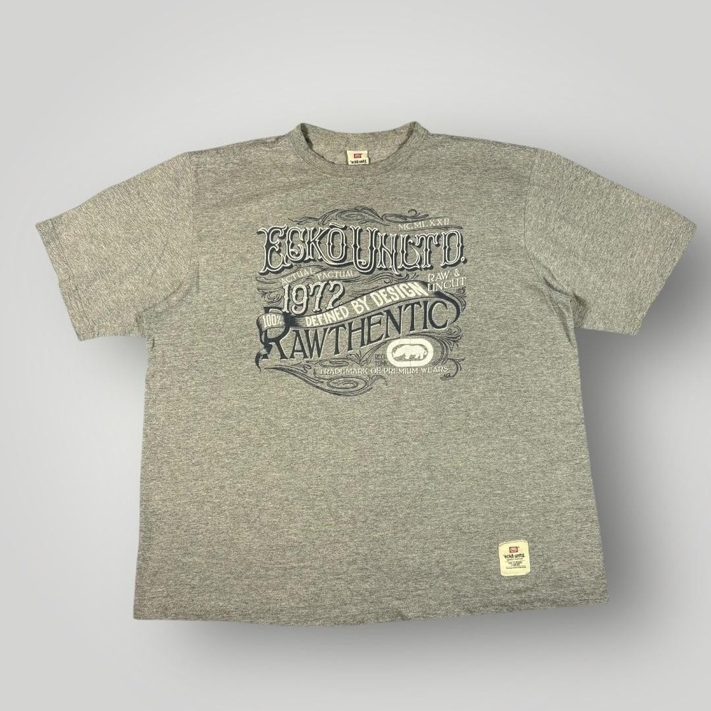 Y2K Ecko Unltd. Shirt‎ Mens XL Gray Rawthentic Graphic Tee Streetwear Classic